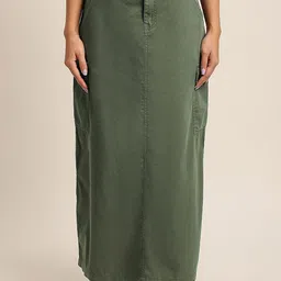 Bene Kleed Pure Cotton High Rise Straight Maxi Skirt-picture-31
