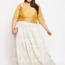 CLORA CREATION PLUS Printed Flared Maxi Skirt image 5