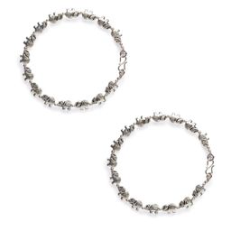 Digital Dress Room Silver-Plated Elephant Design German Silver Oxidised Anklets image 4