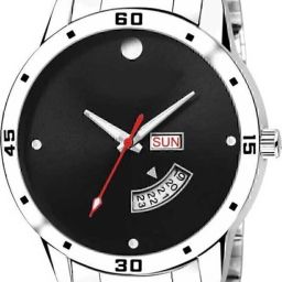 Black face analog watch for men with silver hands Analog Watch - For Men Classic analog men's watch in full black-image-94