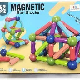 Magnetic Bar Blocks Building Set, 42 Pieces, Educational STEM Construction Toy-image-43