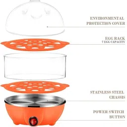 dhavj Electric Automatic Off 2 Layer Egg Boiler with Non Stick Frying pan Double Layer Egg Boiler for Steaming, Cooking, Boiling and Frying Egg Cooker image 2