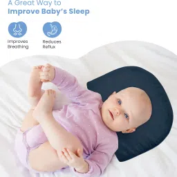cherilo C Shaped Elevated Wedge Pillow for Baby Crib & Mattress Memory Foam Solid Baby Pillow Pack of 1 image 3
