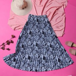 Women Printed A-line Grey Skirt-image-2