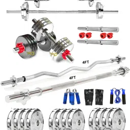 10 kg Steel Plates 2.5KGX4 Pc 4FT Curl & 4FT STRT 25mm Rod Star Collar With Clamp Home Gym Combo-image-93