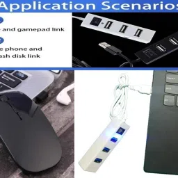 ANJO USB Keyboard-Wireless Mouse-Mouse Pad-2.0 USB Hub-2in1 OTG Micro&C-Ext Cable-LED Combo Set image 2