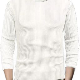 Men Self Design High Neck White Sweater-image-125