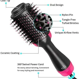 HDA One Step Hair Dryer and Volumizer Hot Air Brush 3 in1 Styling Brush Styler Personal Care Appliance Combo-image-95