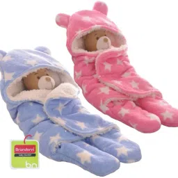 Polka Single Hooded Baby Blanket for AC Room-image-22