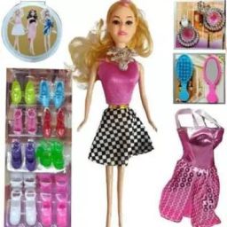 GIRL DOLL PLAYSET WITH DRESS, EARINGS, SHOES,-43