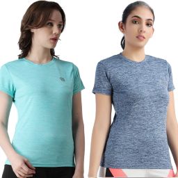 Pack of 2 Women Solid Round Neck Polyester Multicolor T-Shirt-image-80