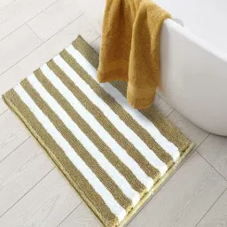 Beige Geometric Microfibre 32x20 Inches Super Soft Bath Mat by ROSEATE-picture-19
