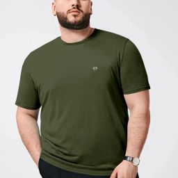 Men Solid Round Neck Pure Cotton Dark Green T-Shirt-image-81