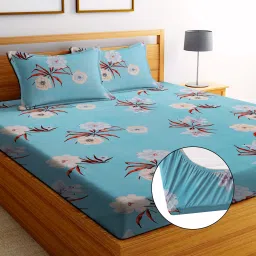 244 TC Cotton King Printed Fitted (Elastic) Bedsheet-27