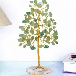 muren Green Aventurine Stone With Agate Slice Base Vastu Good Fortune Crystal Tree for Home/Office D cor for Gift - 100 Beads-picture-46