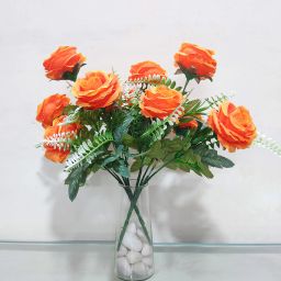 SAF 5H Artificial Rose Flowers Bunches for Vase Orange Rose Artificial Flower-image-12