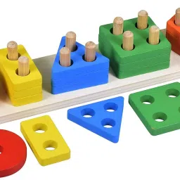 Wooden Angle Geometric Stacker Shape Sorter Blocks Set for Todder Kids-10