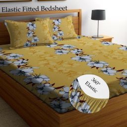 250 TC Cotton King 3D Printed Fitted (Elastic) Bedsheet-image-7