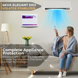 everest 4 KVA Elegant Digital Model Voltage Stabilizer Used Upto 1.5 Ton AC Power Input (160 V to 270 V) Working Range (150V to 270V) White image 3
