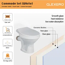 glexero Premium Quality European Style P Trap Ceramic Commode Double Colour Top Push Flush Tank Western Commode image 2
