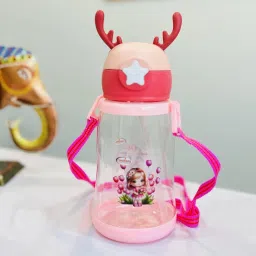 Cute Deer Horn Design Sipper School Bottle For Kids With Strap 601 ml Water Bottle-image-4
