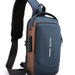Blue, Gold Men & Women Shoulder Bag , Anti Theft Unisex Waterproof Side Bag-image-12