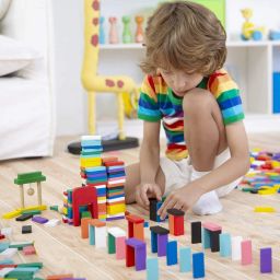 bestie toys Dominoes Blocks Set 12 Colours Wooden Toy Building and Stacking(120Block) image 5