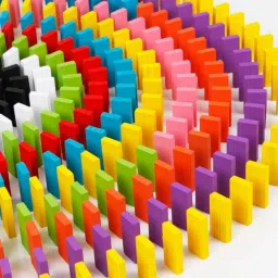 crazycrafts wooden dominoes blocks 10 Colours pack of 100 for kids toy Colorful & intellectual learning game lightweight wood and sturdy design gift set for boys and girls (Multicolored) image 5