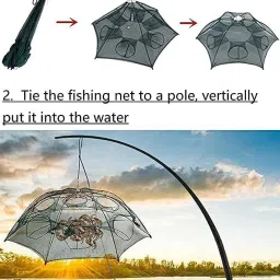 qpets Portable Fishing Net,Shrimp Minnow Crayfish Crab Baits Cast Mesh Trap, Aquarium Fish Net image 5