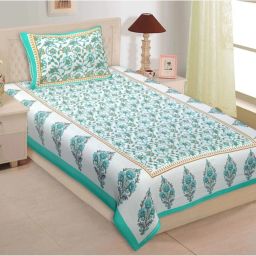 144 TC Cotton Single Jaipuri Prints Flat Bedsheet-image-52