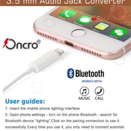 ONCRO White Compatible Bluetooth version Lightning iphone audio jack 3.5mm jack to iphone adapter connector to 3.5 headphone jack converter with Music & Calling Function for iPhone Xs MAX, XR, X, 8, 7, Plus, 6S, 6, SE,5S,5C,Pad iOS Devices Phone Converter image 3