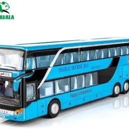 1:24 NEW DOUBLE DÉCOR BUS Toy Car Metal Pull Back Diecast Car-17