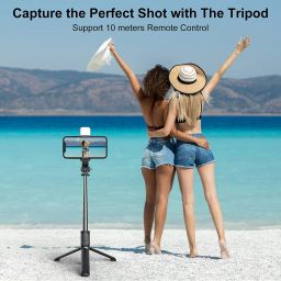 POZUB Bluetooth Extendable Selfie Stick with Led Light Wireless Remote &Tripod Stand Tripod, Monopod, Monopod Kit, Tripod Ball Head, Tripod Bracket, Tripod Clamp, Tripod Kit image 4