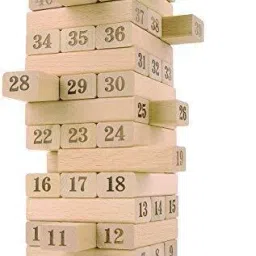 54 Pcs Wooden Stacking Blocks Toy with Dices-18