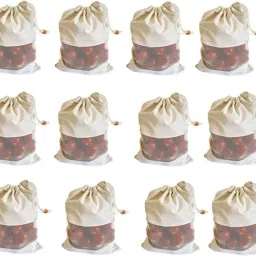 Reusable Cotton Mesh Vegetable & Grocery Storage Bags – Set of 12 Pack of 12 Grocery Bags-2