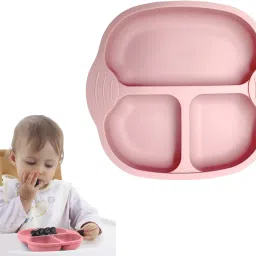Silicone Baby Food Plate, Divided, Suction Base Dish for Toddler Infant Kids- Food-Grade Silicone-image-33