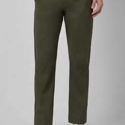 peter england Men Slim Fit Green Cotton Blend Trousers-picture-49