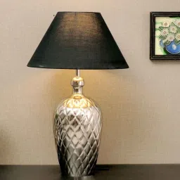 kapoor lampshades Margaux Premium Black Cotton Shade Table Lamp With Nickel Base-picture-35