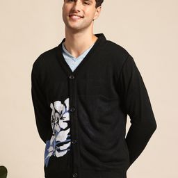 mast & harbour Men Printed V Neck Black Sweater-picture-31