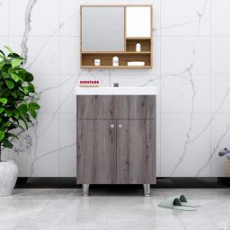 Wash Basin with Cabinet | Waterproof Bathroom Vanity with 2 Door Storage DMS00047 Under Counter Basin-image-42