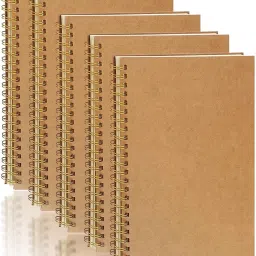 Spiral Notepad Kraft Cover Notebooks Bulk Journals,Notepads Planner for Office A5 Notebook Graph 120 Pages-image-5