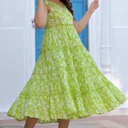 Women Fit and Flare Green Midi/Calf Length Dress-image-90