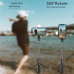 BUFONA 3-in-1 Selfie Stick Tripod with LED Fill Light For Making Video BT Remote Gimbal Tripod, Monopod, Monopod Kit, Tripod Ball Head, Tripod Clamp, Tripod Bracket, Tripod Kit image 3