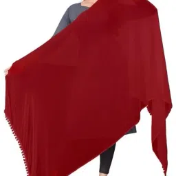 Chiffon Solid Maroon Women Dupatta-picture-9