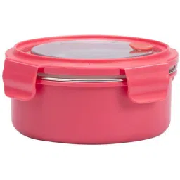 Varmora UniQ | Stainless Steel Lunch Box with outer Plasic| Double Walled PUF Insulated | Airtight & Leak Proof | BPA Free- 620ml- Pink-picture-7