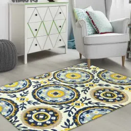 Buy Multicolor Floral Wool and Art Silk 4 ft x 6 ft Hand Tufted Carpet by Joyrugs by Littlelooms-picture-0