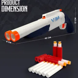 wishkart Double Barrel 2 in 1 Blast Gun with Foam Bullets & Shell Ejection Shotgun Toy Guns & Darts image 4