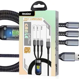 HexaGear 3-in-1 Cable 6 A 1 m METAL BRAIDED Smart 3-in-1 Pro 100W Cable, Fast Charge, Durable Build, Type C Micro Lightning-image-35