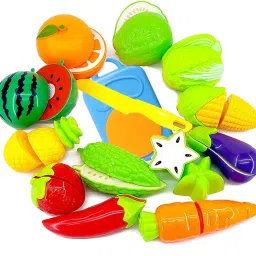 Realistic Sliceable 8 Pcs Fruits and Vegetables Cutting Play Toy Set, Can Be Cut in 2 Parts-image-2