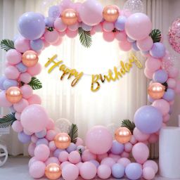 Pink Birthday Decoration Items Combo Set For Girls Kids- Happy Birthday Bunting-image-41